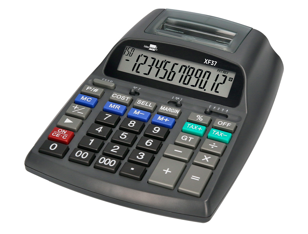 CALCULATRICE LIDERPAPEL IMPRIMANTE PROFESSIONNELLE BICOLORE 12 CHIFFRES 225X158X56MM COLORIS NOIR