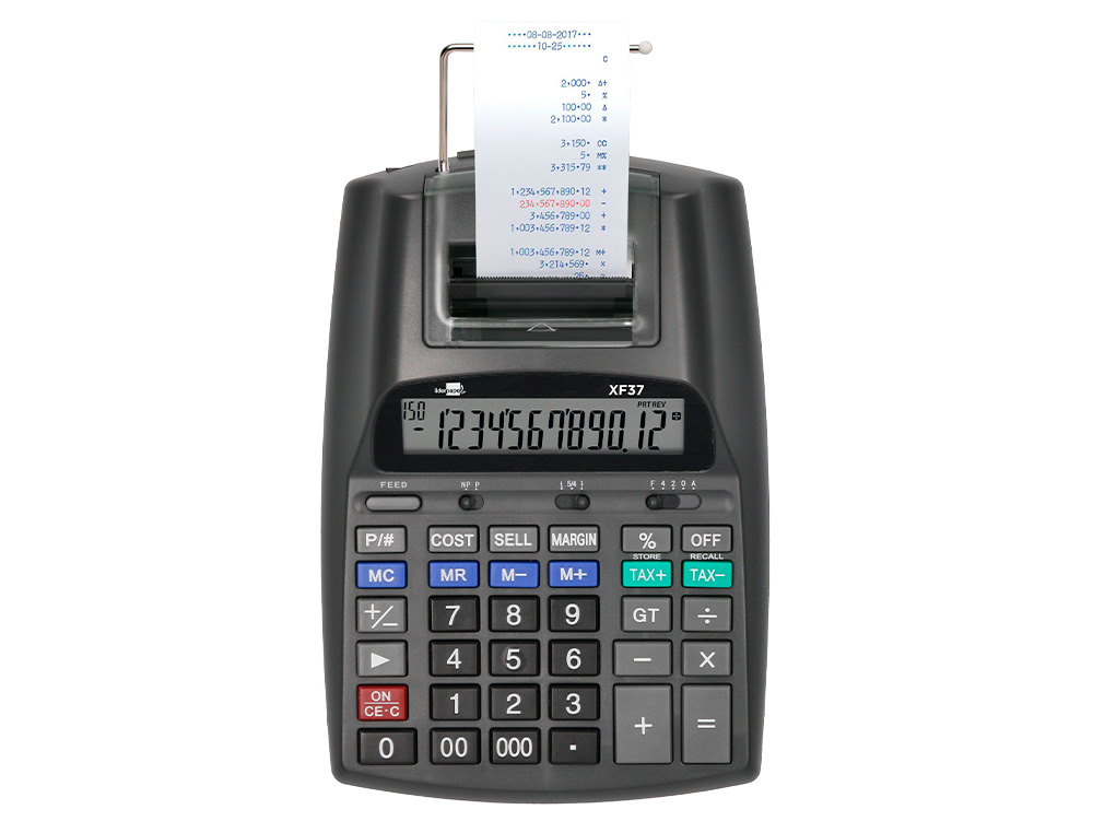 CALCULATRICE LIDERPAPEL IMPRIMANTE PROFESSIONNELLE BICOLORE 12 CHIFFRES 225X158X56MM COLORIS NOIR