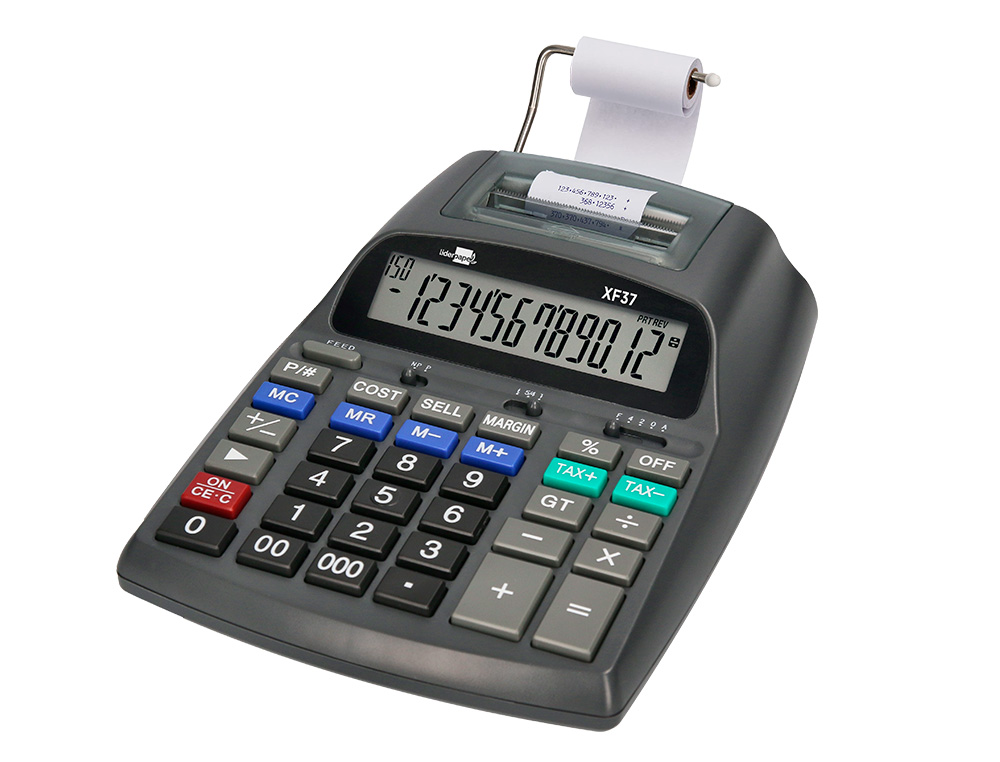 CALCULATRICE LIDERPAPEL IMPRIMANTE PROFESSIONNELLE BICOLORE 12 CHIFFRES 225X158X56MM COLORIS NOIR