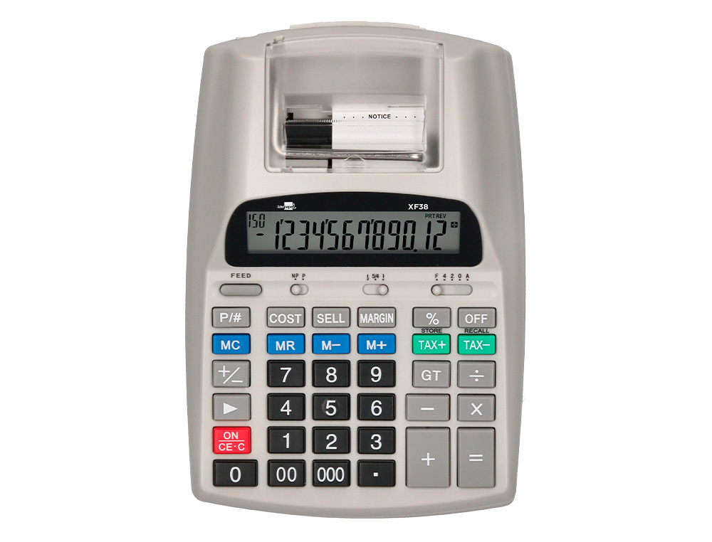 CALCULATRICE LIDERPAPEL IMPRIMANTE PROFESSIONNELLE BICOLORE 12 CHIFFRES 225X158X56MM COLORIS BLANC
