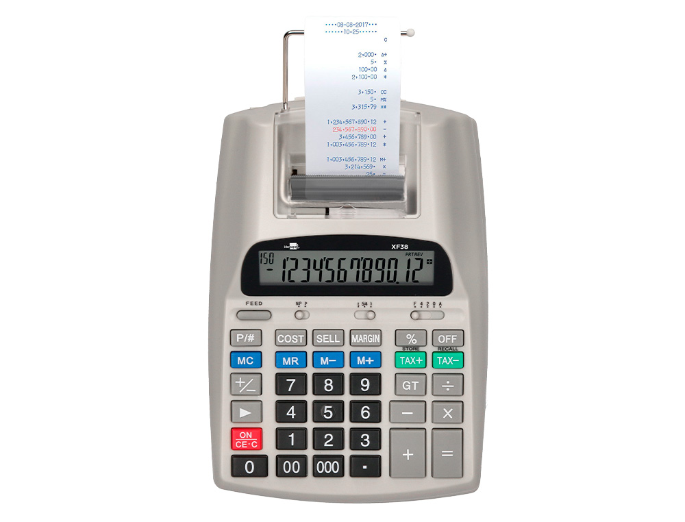 CALCULATRICE LIDERPAPEL IMPRIMANTE PROFESSIONNELLE BICOLORE 12 CHIFFRES 225X158X56MM COLORIS BLANC