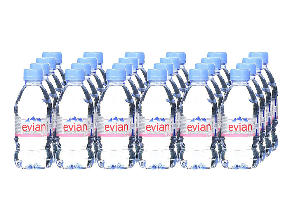 EAU EVIAN BOUCHON PLAT RPET 33CL/24