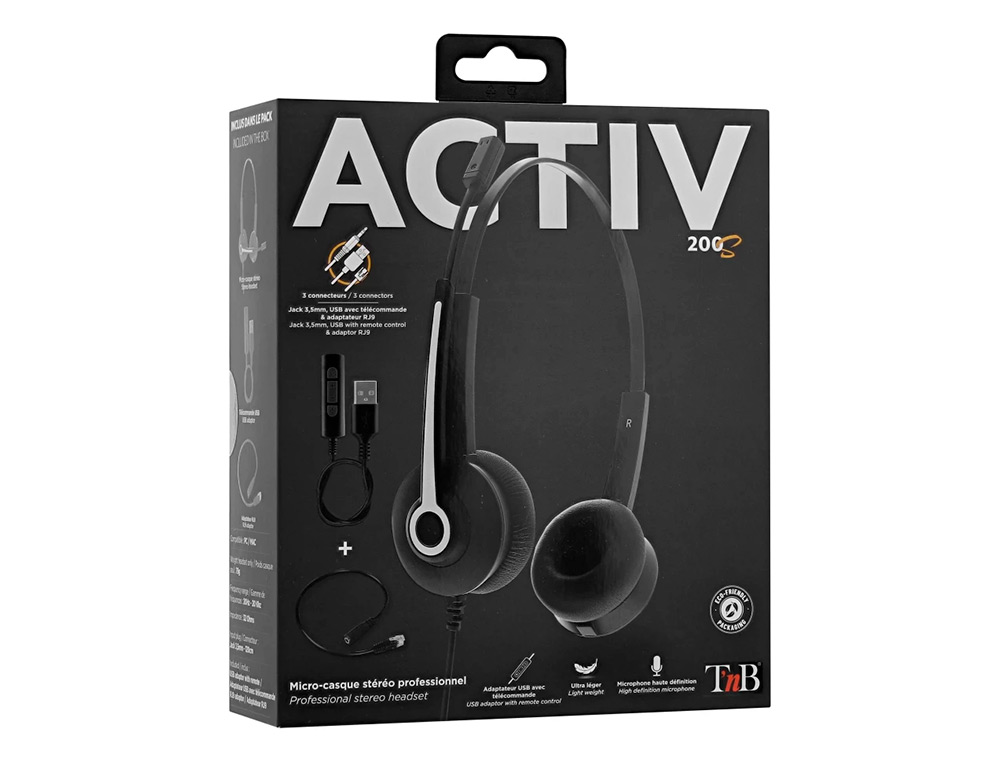 MICRO CASQUE TNB ACTIV 200S MICRO FILAIRE 3,5MM STEREO , TELECOMMANDE USB ET ADAPTATEU RJ9