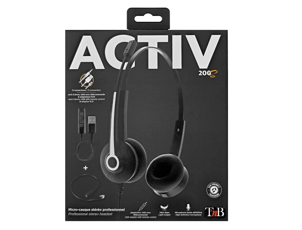 MICRO CASQUE TNB ACTIV 200S MICRO FILAIRE 3,5MM STEREO , TELECOMMANDE USB ET ADAPTATEU RJ9