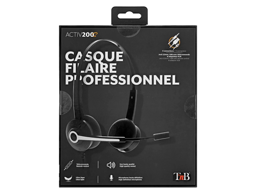 MICRO CASQUE TNB ACTIV 200S MICRO FILAIRE 3,5MM STEREO , TELECOMMANDE USB ET ADAPTATEU RJ9