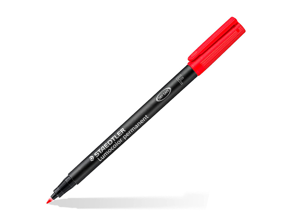 MARQUEUR STAEDTLER PERMANENT DRY SAFE LUMOCOLOR 318 POINTE FINE 0,6MM COLORIS ASSROTIS ETUI DE 6 FEUTRES