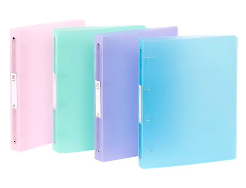 CLASSEUR A4 VIQUEL COUVERTURE SOUPLE DOS 4CM 4 ANNEAUX      POLYPROPYLENE PROPYSOFT       COLORIS ASSORTIS
