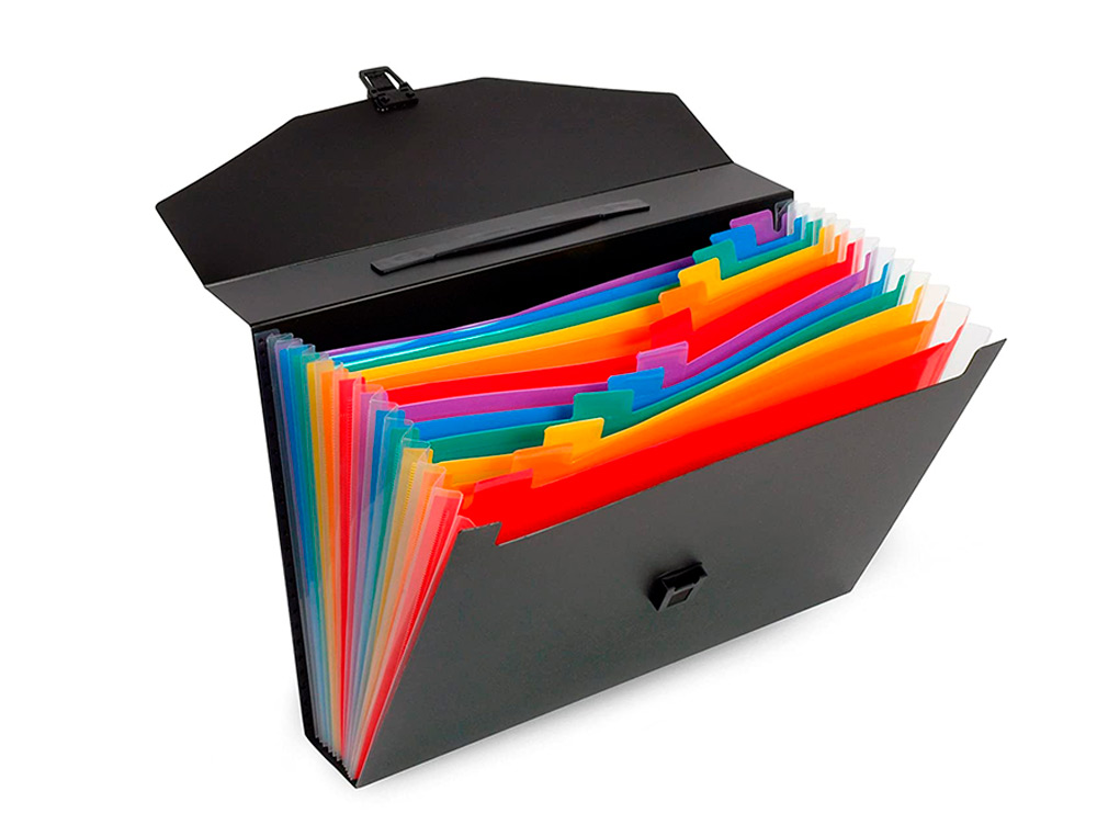 TRIEUR VALISETTE RAINBOW CLASS 12 COMPARTIMENTS POLYPROPYLENE A4 38X26X6CM COLORIS NOIR