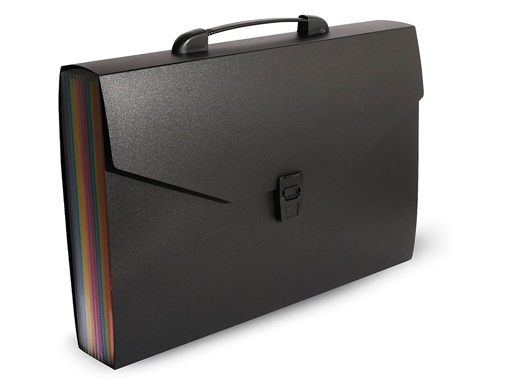 TRIEUR VALISETTE RAINBOW CLASS 12 COMPARTIMENTS POLYPROPYLENE A4 38X26X6CM COLORIS NOIR