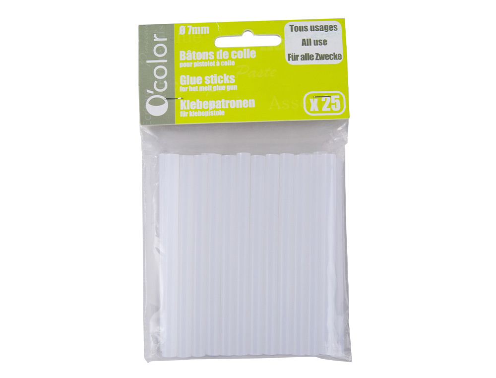 RECHARGE PISTOLET   COLLE CHAUD TOUT USAGE TRANSLUCIDE  7MMX10CM 100GR SACHET DE 25   UN