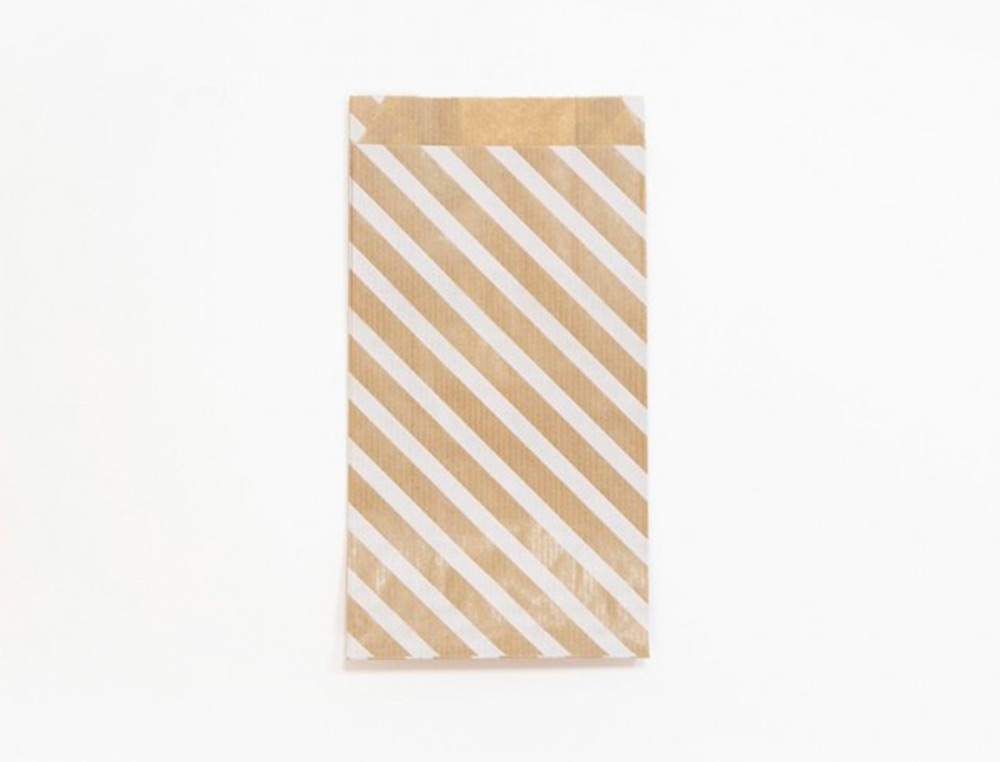 POCHETTES KRAFT RAYURES BLANCHES 50G/M 11X21+5 CM SACHET DE 50 UN
