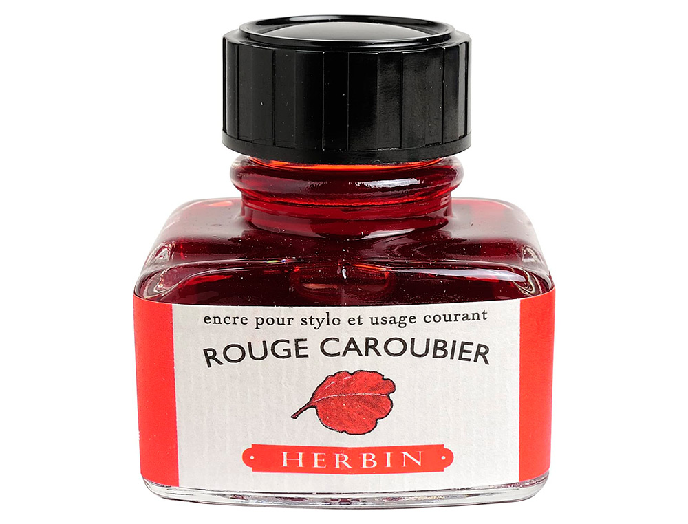 FLACON D'ENCRE J.HERBIN ROUGE CAROUBIER 30ML