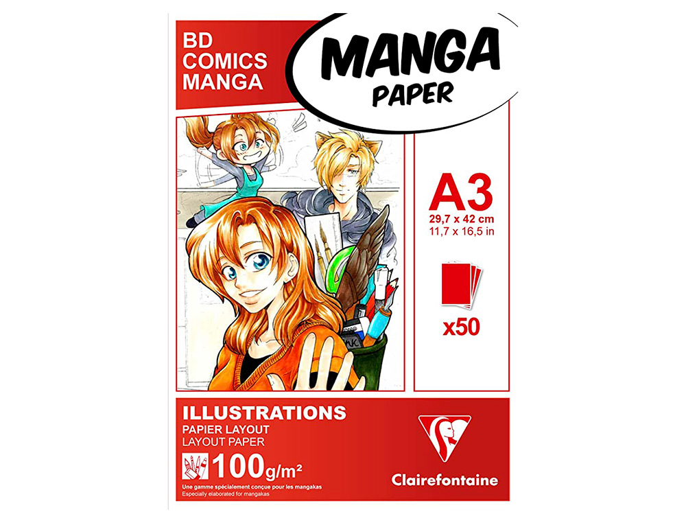 MANGA ILLUSTRATIONS BLOC COLL CLAIREFONTAINE A3 29,7X42CM 100GR 50F