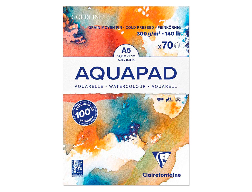 BLOC DE PAPIER DESSIN AQUARELLE GOLDLINE A5 300GR 70F