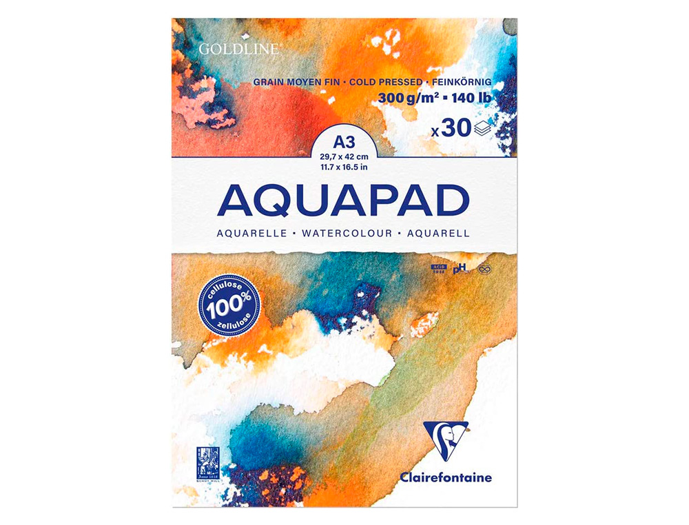 BLOC DE PAPIER DESSIN AQUARELLE GOLDLINE A3 300GR   30F