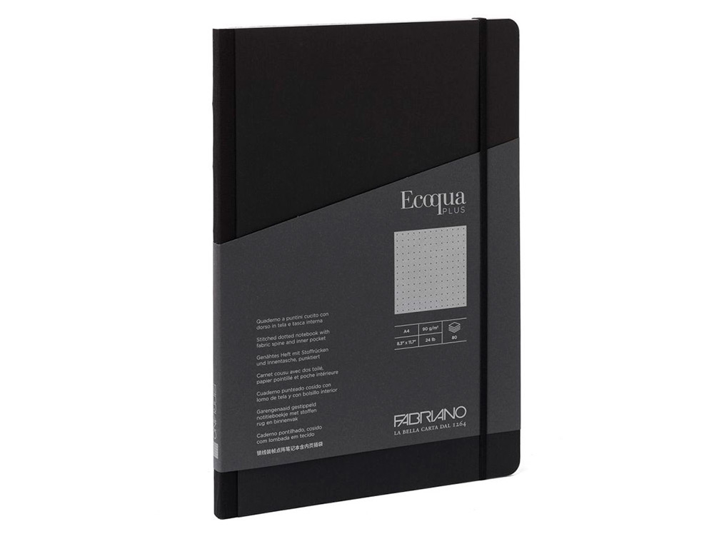 CARNET EQ PLUS FABRIANO A5 LIGN E NOIR 90G 80F
