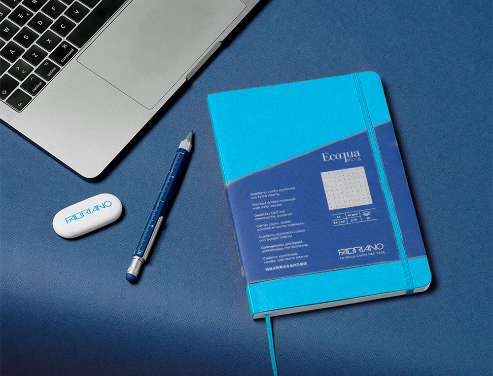 CARNET EQ PLUS FABRIANO A5 LIGN E TURQUOISE 90G 80F