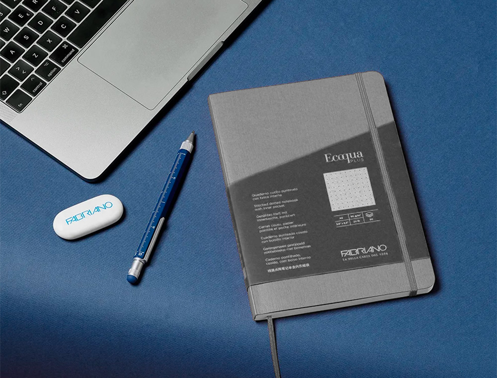 CARNET EQ PLUS FABRIANO A5 LIGN E GRIS ANTHRACITE 90G 80F