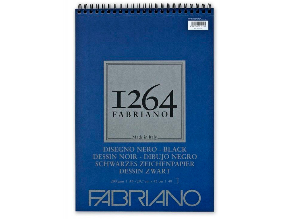 BLOC DESSIN 1264 FABRIANO A3 NOIR 200G 40F