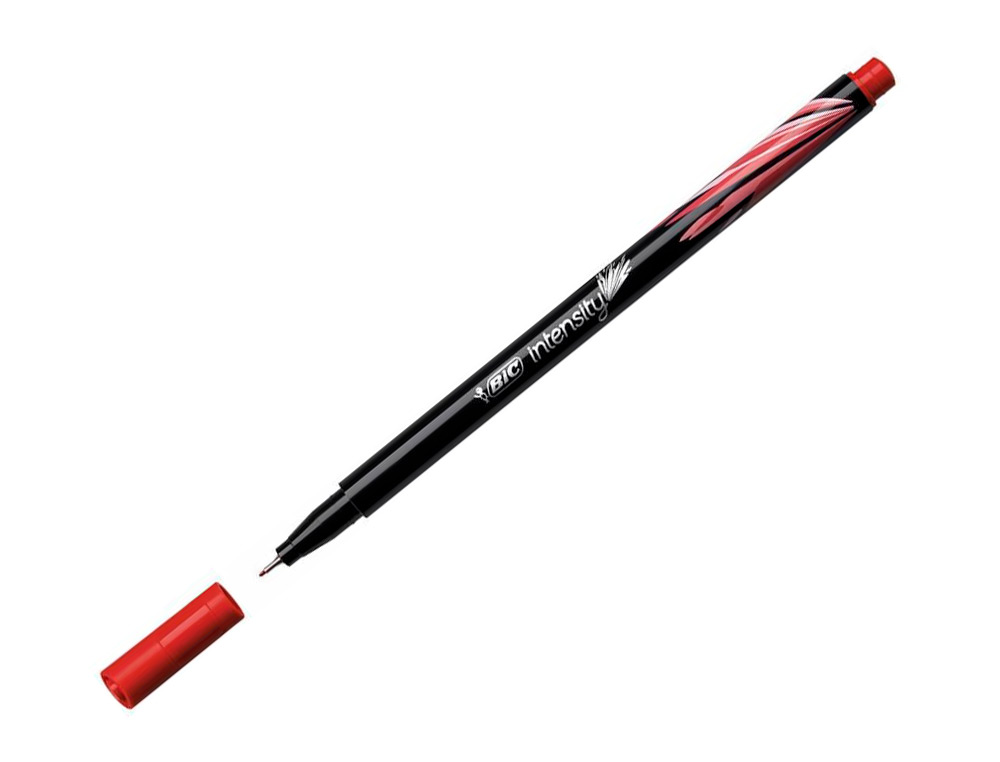 STYLO FEUTRE BIC INTENSITY POINTE FINE CORPS NOIR VERNI COULEURS ROUGE LOT 12 UNITES