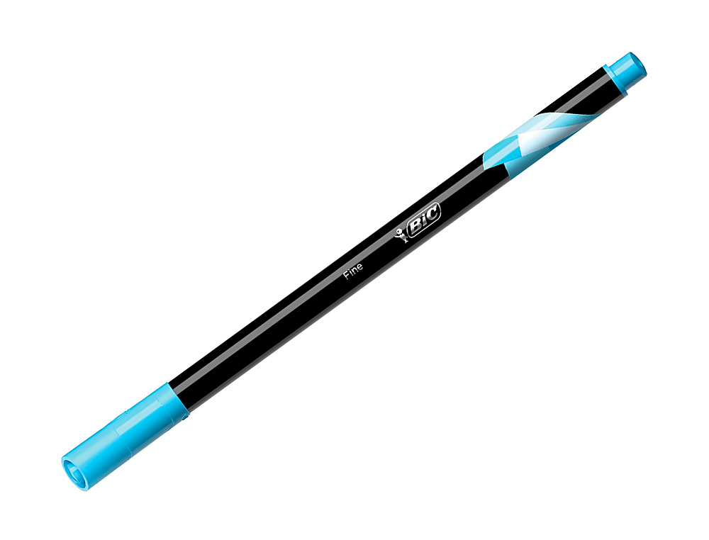 STYLO FEUTRE BIC INTENSITY POINTE FINE CORPS NOIR VERNI COULEURS BLEU CIEL LOT 12 UNITES
