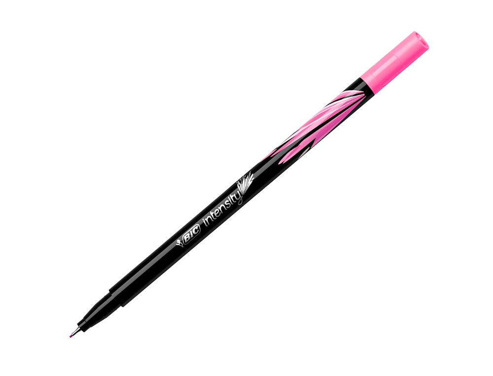 STYLO FEUTRE BIC INTENSITY POINTE FINE CORPS NOIR VERNI COULEURS ROSE CLAIR LOT 12 UNITES