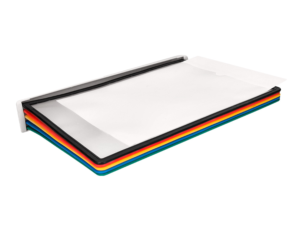 PUPITRE MURAL LIDERPAPEL EN PLASTIQUE A4 10 POCHES DE COLORIS ASSORTIS