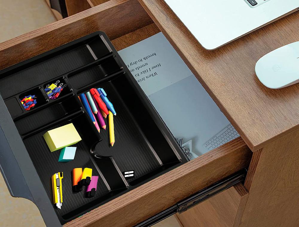 ORGANISATEUR TIROIR Q-CONNECT AMOVIBLE 364X225X21 MM        COLORIS NOIR