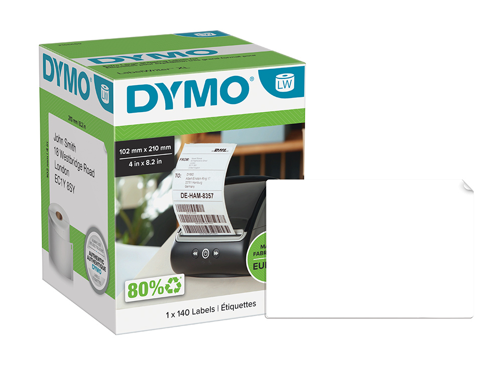 ETIQUETTES POUR IMPRIMANTE DYMO LW LABELWRITER TAILLE    ETIQUETTE 102X210MM 140U DHL  1 ROULEAU