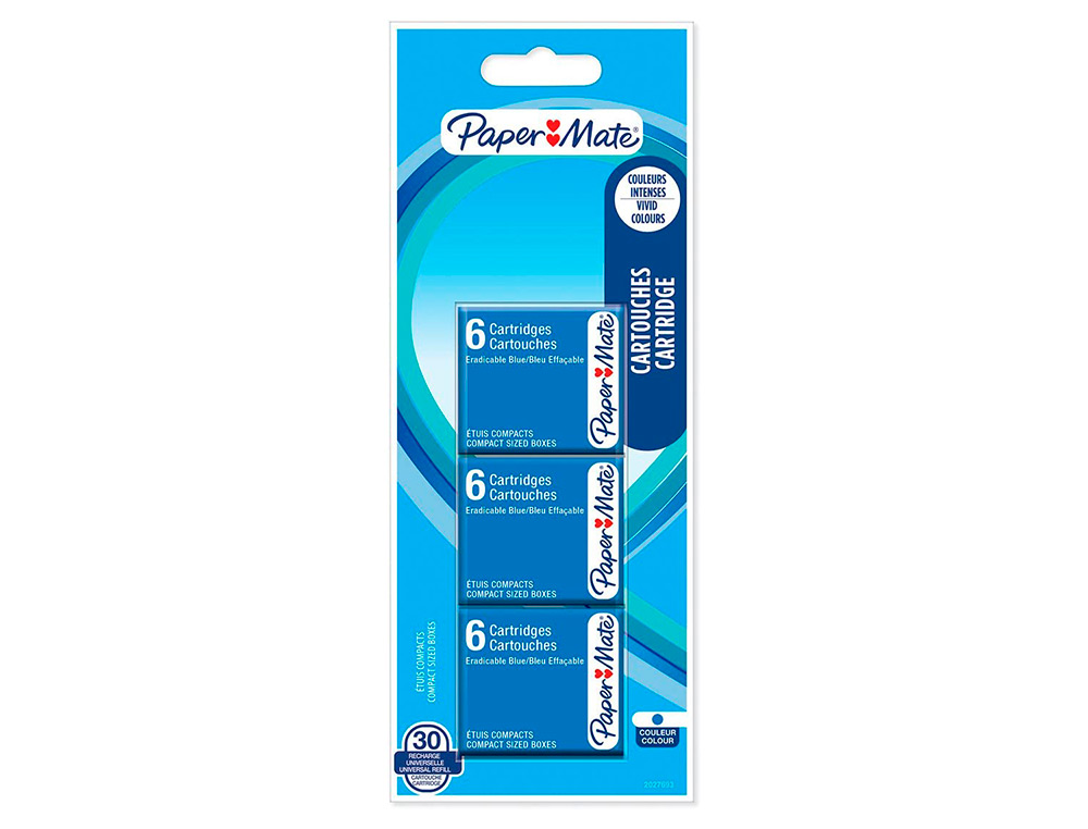 CARTOUCHE ENCRE PAPER MATE BLISTER DE 30 ENCRE BLEU