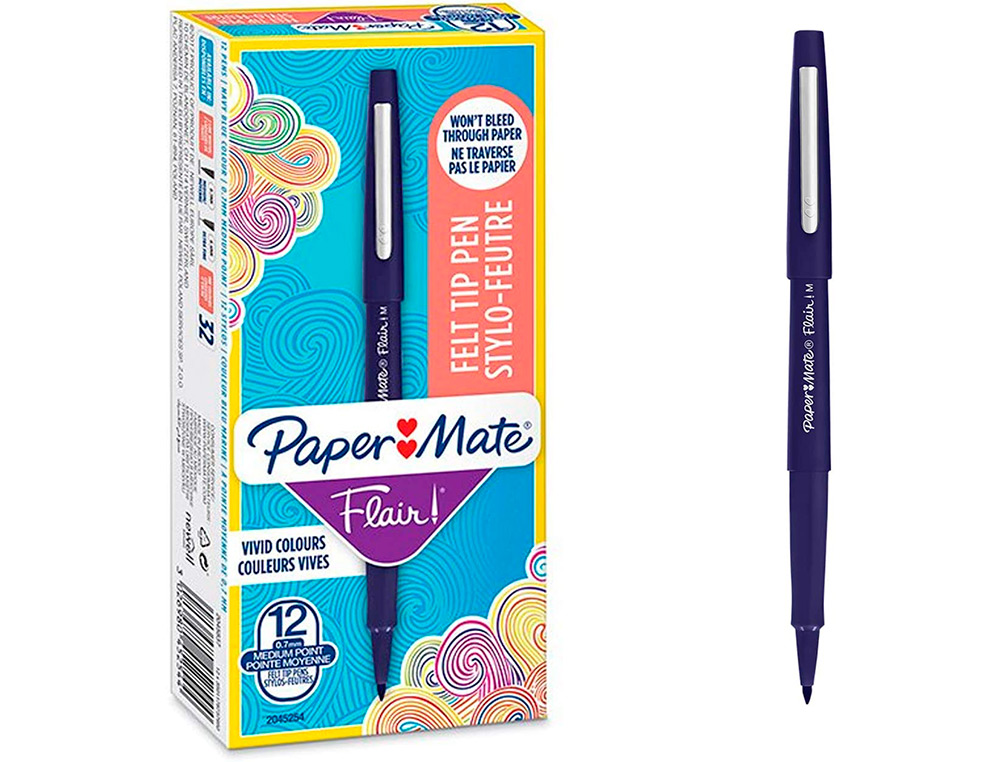 FEUTRE ECRITURE PAPER MATE FLAIR POINTE MOYENNE 0,7MM    ENCRE BLEU MARINE