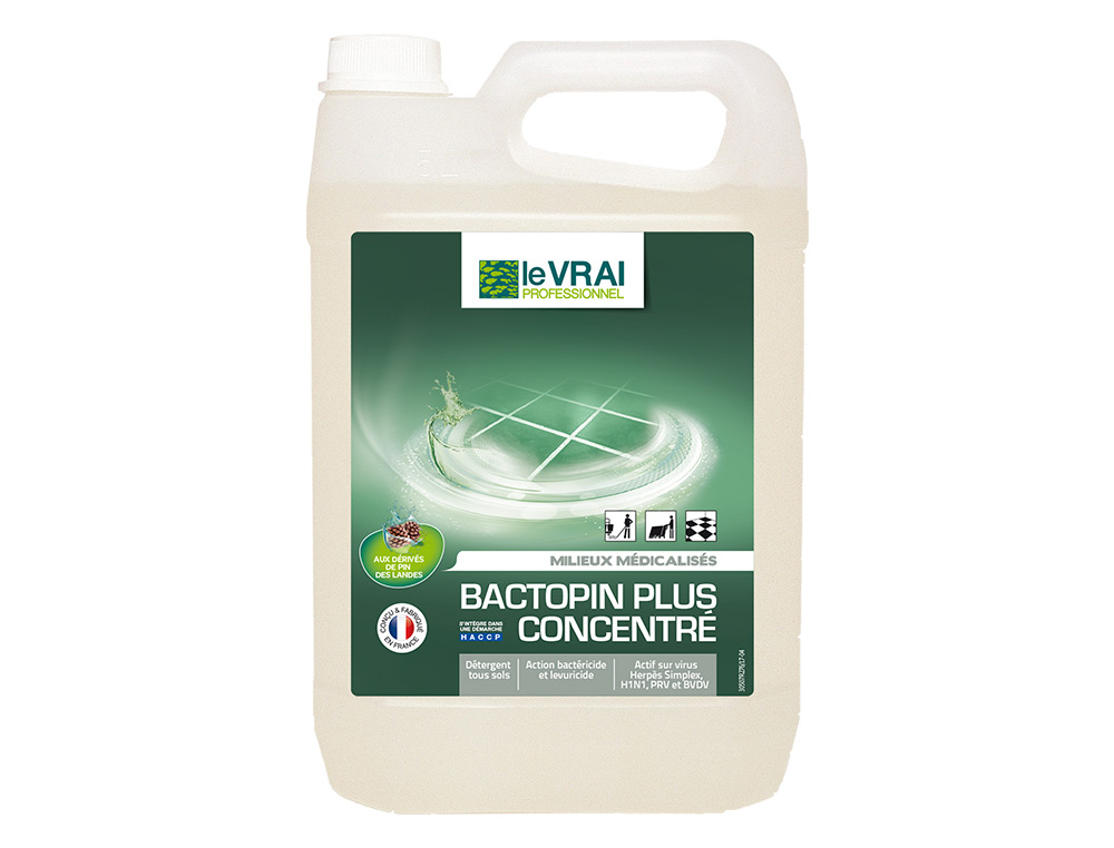 DETERGENT DESINFECTANT LE VRAI PROFESSIONNEL BACTOPIN TOUS TYPES DE SURFACES COLLECTIVITES MILIEUX