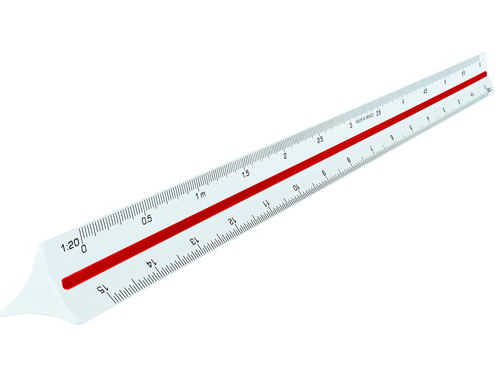 REGLE A ECHELLES MAPED ABS 1COULEUR SUR CHAQUE FACE ETUI DE PROTECTION 1/20 - 1/25 - 1/33,33 - 1/50 - 1/75 - 1/100