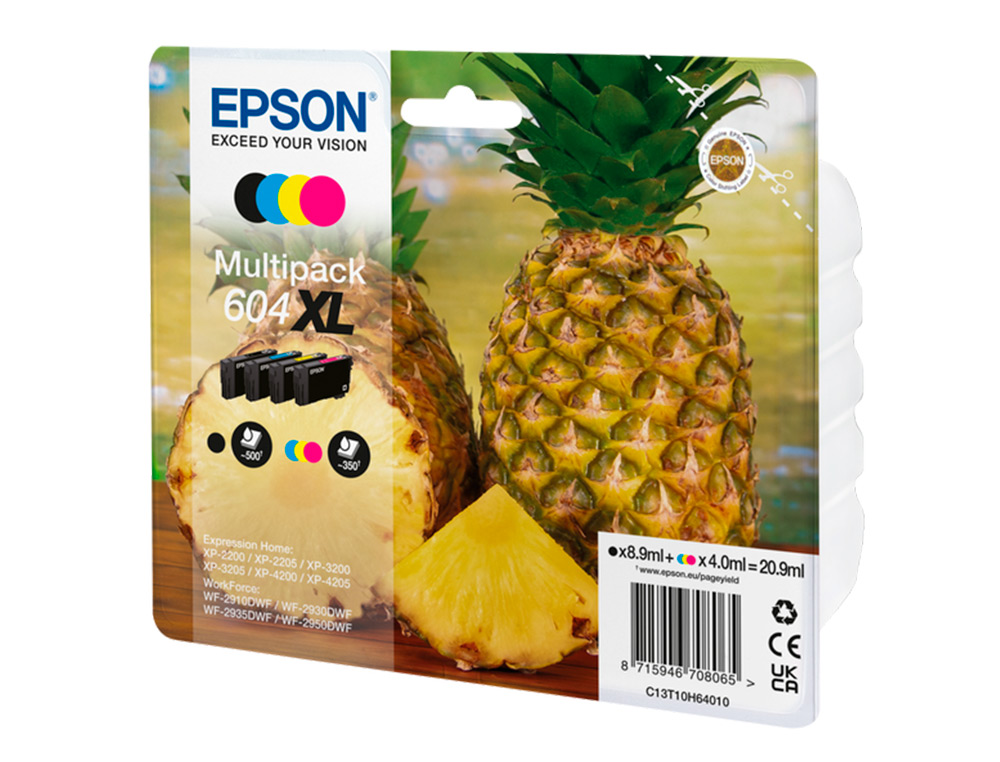 CARTOUCHE EPSON JET D'ENCRE ANANAS 604 XL COULEUR NOIR JAUNE CYAN MAGENTA MULTIPACK 4UNITES