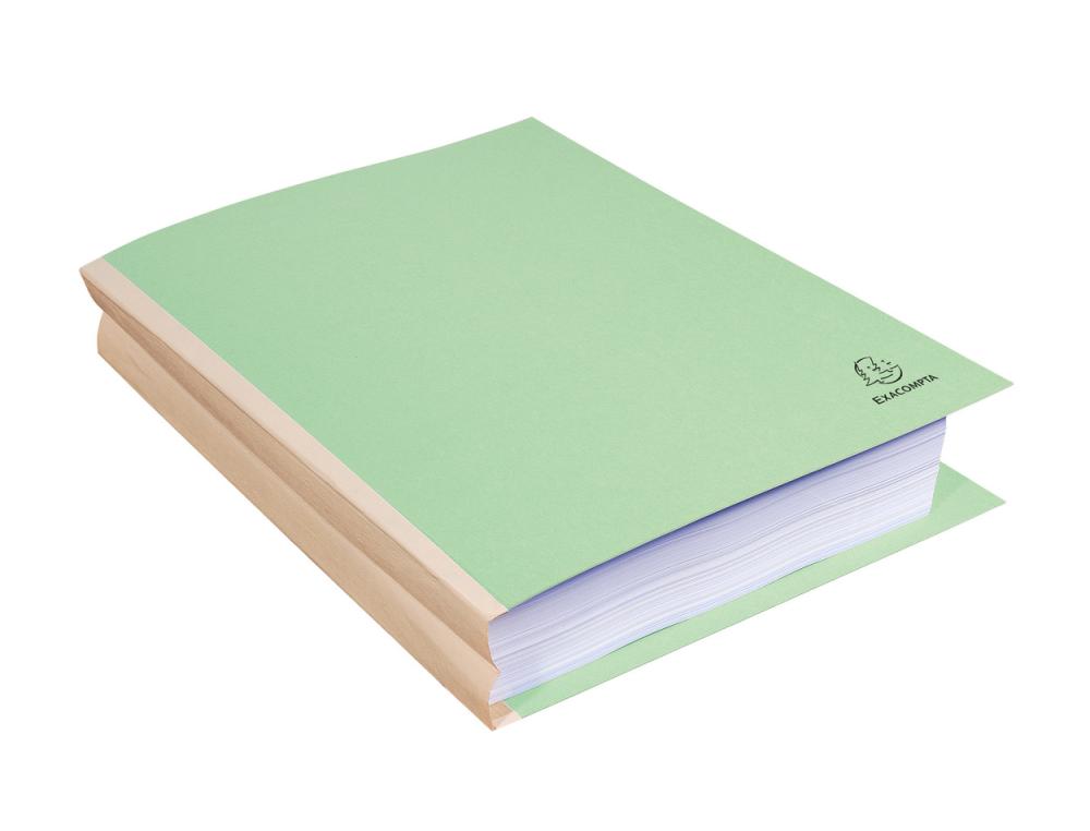 CHEMISE EXACOMPTA CARTE 240X320MM 320G DOCUMENTS A4 210X297MM SOUFFLET DOS TOILE 30MM COLORIS VERT PAQUET 25 UNITES
