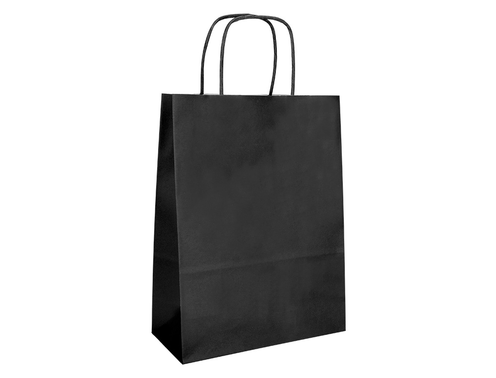 SAC PAPIER Q-CONNECT CELLULOSE L ANSE TORSADEE 320X400X14MM COLORIS NOIR