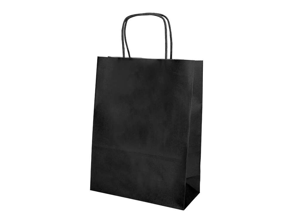 SAC PAPIER Q-CONNECT CELLULOSE L ANSE TORSADEE 320X400X14MM COLORIS NOIR