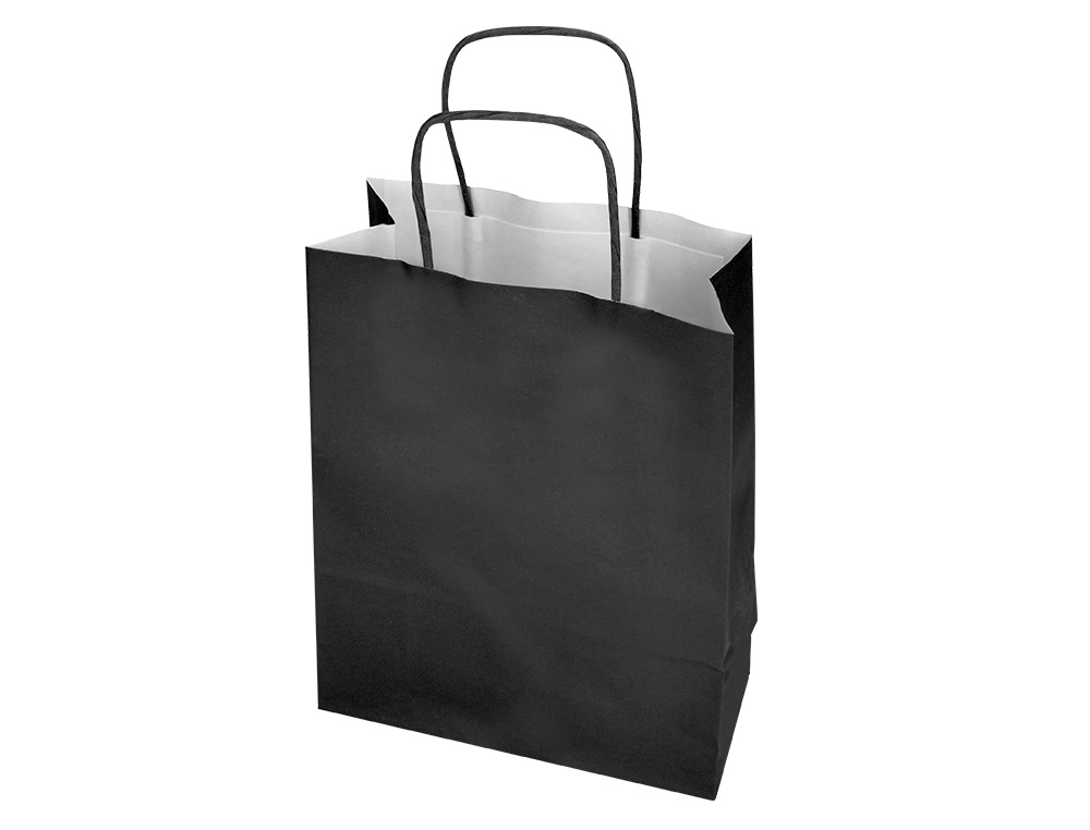 SAC PAPIER Q-CONNECT CELLULOSE L ANSE TORSADEE 320X400X14MM COLORIS NOIR
