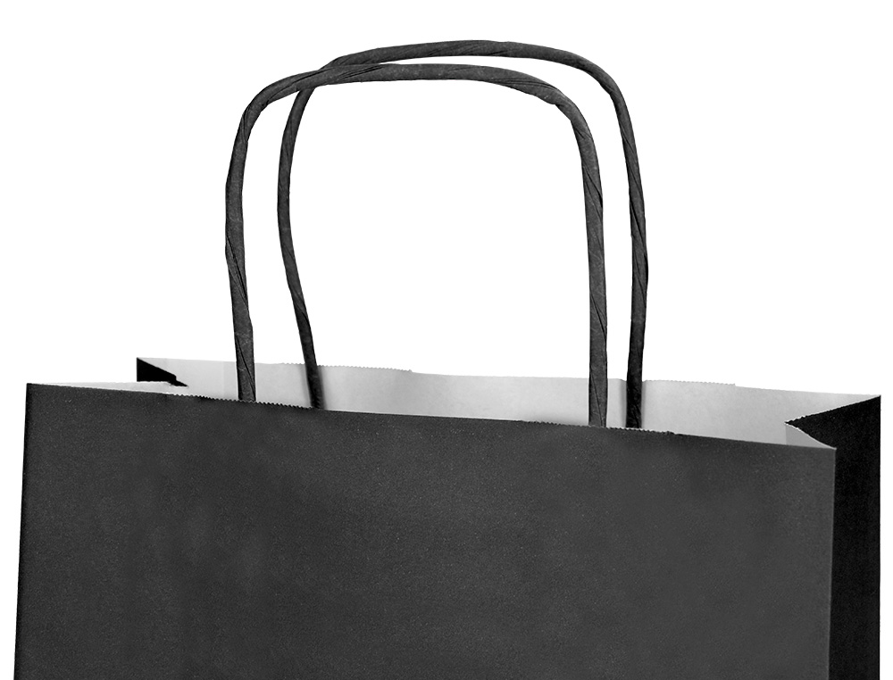 SAC PAPIER Q-CONNECT CELLULOSE L ANSE TORSADEE 320X400X14MM COLORIS NOIR
