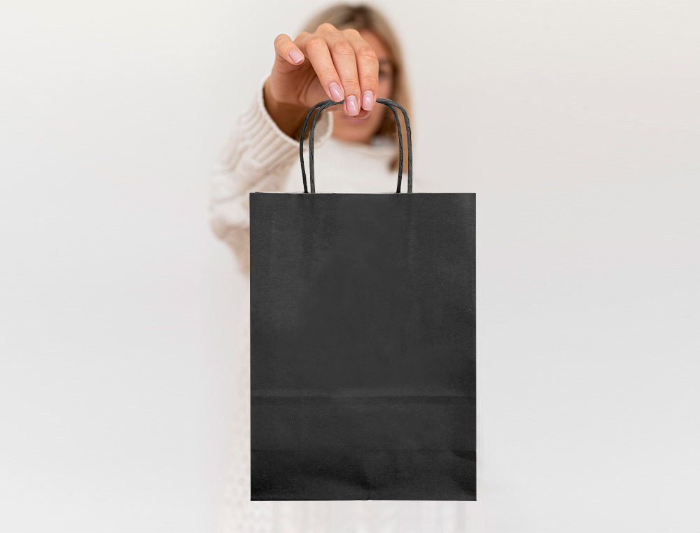 SAC PAPIER Q-CONNECT CELLULOSE L ANSE TORSADEE 320X400X14MM COLORIS NOIR
