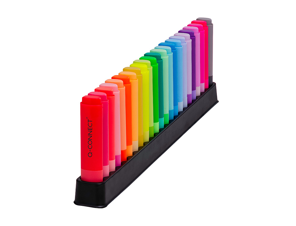 SURLIGNEUR Q-CONNECT FLUORESCENT POINTE BISEAUTEE ETUI DE BUREAU 23 UNITES COLORIS ASSORTIS