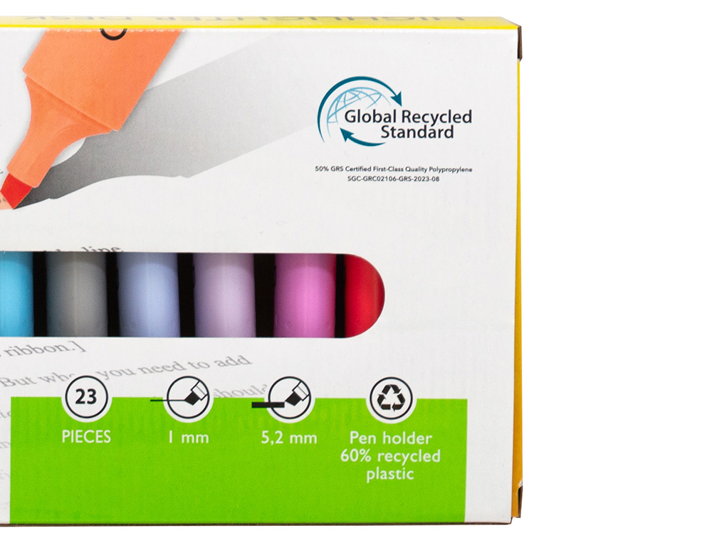 SURLIGNEUR Q-CONNECT FLUORESCENT POINTE BISEAUTEE ETUI DE BUREAU 23 UNITES COLORIS ASSORTIS
