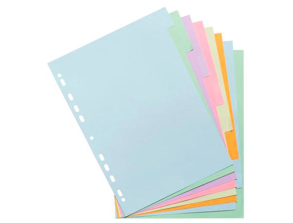 INTERCALAIRE EXACOMPTA CARTE FORTE 170GR A4 8 POSITIONS COLORIS PASTEL