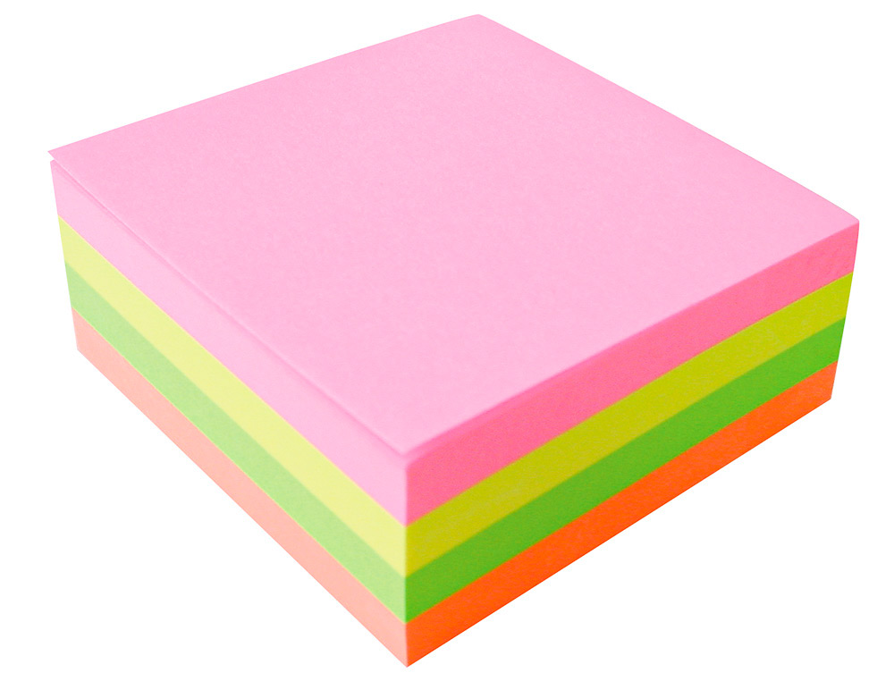 BLOC-NOTES Q-CONNECT CUBE QUICK NOTES 76X76MM 320F REPOSITIONNABLES SANS TRACES COLORIS NÉON