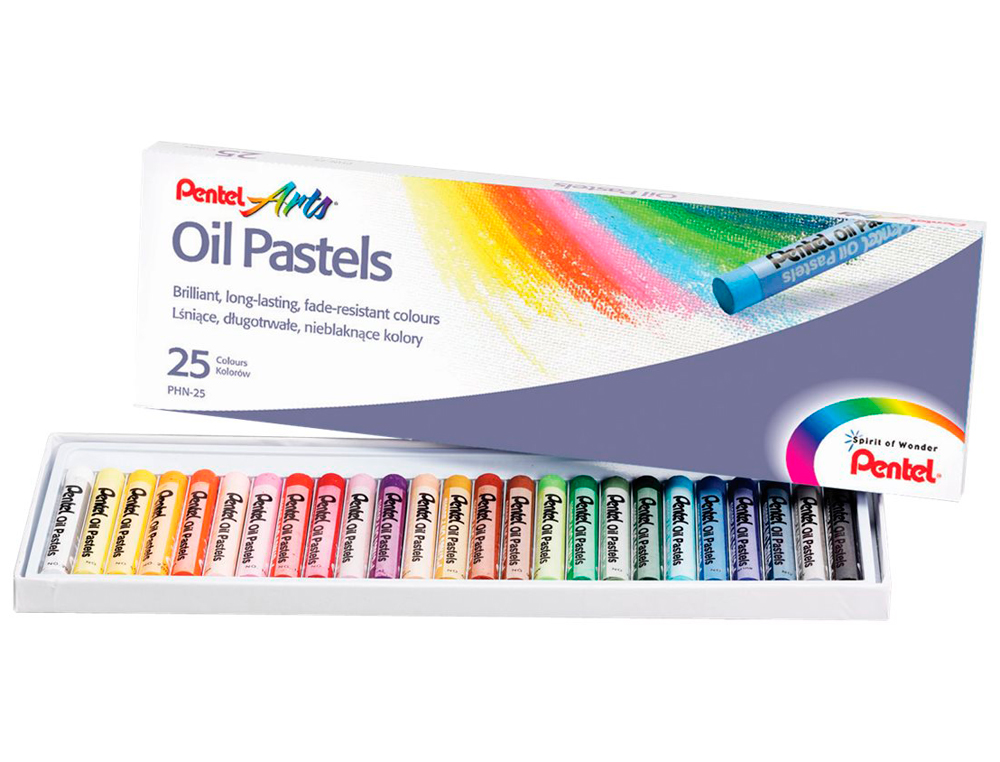 PASTEL HUILE PENTEL CORPS ROND ENROBAGE PAPIER NON SALISSANT DIAMÈTRE 8MM BOÎTE 25 UNITÉS