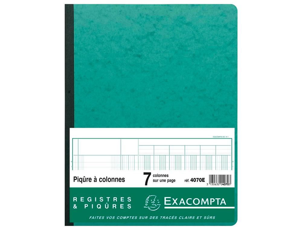 REGISTRE PIQRE EXACOMPTA COLONNES 250X320MM 33 LIGNES 7 COLONNES/PAGE 80 PAGES