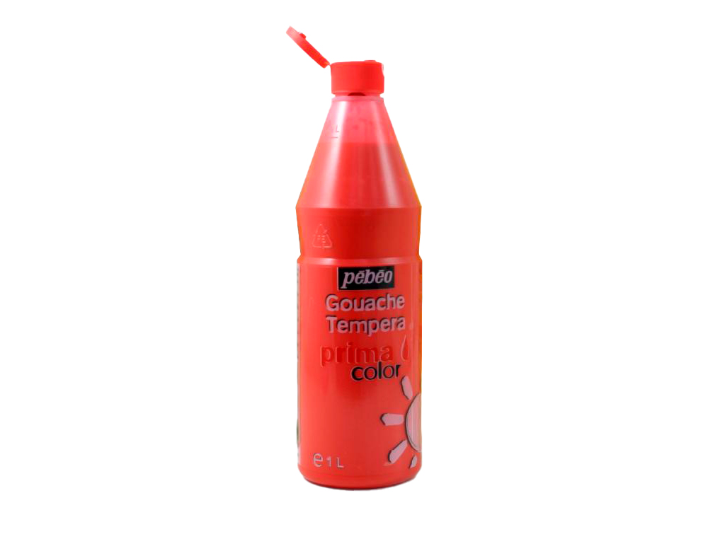 GOUACHE PÉBÉO PRIMACOLOR LIQUIDE INODORE ONCTUEUSE APPLICATION FACILE COLORIS ROUGE FLACON 1000ML
