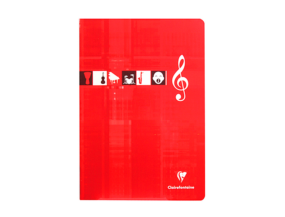 CAHIER MUSIQUE CHANT PIQU CLAIREFONTAINE PAPIER VLIN VELOUT COUVERTURE PELLICULE A4 21X29,7CM 48 PAGES 90G 24 SYS