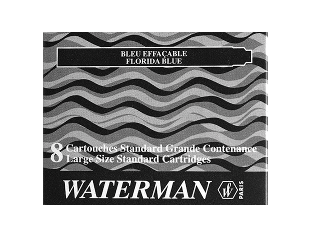 CARTOUCHE WATERMAN LONGUE STANDARD ENCRE NOIRE ÉTUI 8 UNITÉS