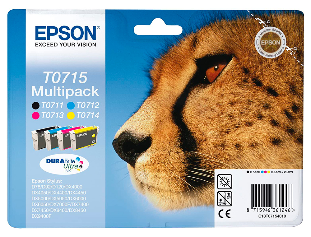 CARTOUCHE EPSON T0715 JET D'ENCRE C13T07154010 PACK 4 ENCRES